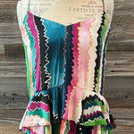 Marie Oliver Pink and Green Asymmetrical Peplum Spaghetti Strap Top Size XS Photo 0