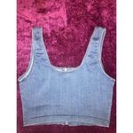 Iris  Chambray Stretch Denim Zipper Crop Top Size Medium M Juniors Photo 1