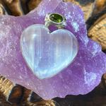 Selenite and Chrome Diopside Solid Sterling Silver Pendant Green Photo 0