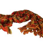 Vintage Boho retro loose weave scarf with fringe Orange Photo 0