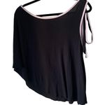 Free People  off shoulder black loose tie blouse with ballet pink piping/lining Photo 3