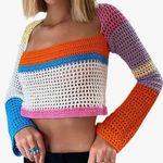 NWOT Colorful crochet crop top Pink Size L Photo 0