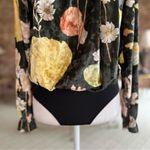 ZARA  Bodysuit Velour Velvet Floral Green Long Sleeve S Cocktail Holiday Chic Mod Photo 4