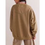 Free People NEW  We The Free Wallace Pullover‎ Crewneck Sweatshirt Safari Medium Photo 2