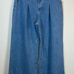 SheIn Wide Leg Pleated Jeans Medium Blue Wash Denim High Rise Pockets Women's  Size 30 Photo 0