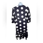 Faeriesty Navy Polka Dot Shirt Dress Ruffle Hem XXL Blue Photo 6
