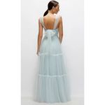 DESSY COLLECTION Tiered Tulle Evening Dress in Willow Size US 2 Blue Photo 2