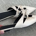 Antonio Melani NWOT 100% genuine leather cream pointy toe bow mule designer Photo 5