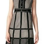 Anthropologie Anna Sui for  Studded Mesh Panel Sheath Dress Gray/Black Size 9 Photo 0