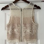 Alice + Olivia  Cream Linen Crochet Crop Top Size Small Petite EUC Photo 2