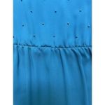 VTG 80s Balloon Long Sleeve Ruffle Midi Dress Blue Pearl Front Accent Women’s 10 Photo 7