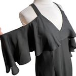 Jay Godfrey Jay By  Black Flutter Chiffon Overlay Cold Shoulder Naomi Gown Dress Photo 4