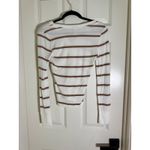 Z Supply NWT Striped Long Sleeve V Neck Henley Top XS White Brown Ribbed Casual Photo 4