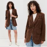 Free People NWT We The Free Paper Cut Vegan Blazer In Brown Bear Fall Sz Medium Photo 2