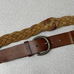 Abercrombie & Fitch Abercrombie Fitch Leather Belt S Womens Woven Boho Brass Buckle D Ring 1.75" Photo 1