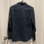 Cactus New York Slim Fit Paisley Print Long Sleeve Button Up Shirt Women Small Blue Photo 8