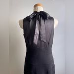 Donna Ricco  NY Black Satin Sleeveless Bandage Dress 8 Bodycon High Neck Bow Photo 3