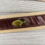 Brighton  leather and brass fish embellished belt on woven cotton Photo 2