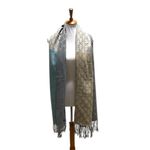 Orinal 2 Tone Printed Wool Blend Fringe Trim Blanket Scarf Gray One Size Preppy Photo 7