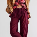 Free People Stay Awhile Carpenter Pants Mulberry Size 4 Purple Maroon Wide Leg Photo 0