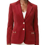 Talbots  Corduroy Blazer Womens 14P Red Gold Stretch Cotton Old Money Equestrian Photo 0