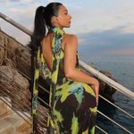 ZARA  Vibrant Multicolor Maxi Dress halter flowy bodycon evening party wedding Photo 6