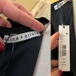 Alice + Olivia Simmons Velvet Black Wrap Dress Silk Maxi Gown Cocktail V-Neck 0 Photo 6