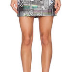 Milly  Les Femmes Mod‎ Faces Multicolor Jacquard Full Back Zip Mini Skirt Size 6 Photo 0