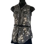 Almost Famous Women's Sleeveless Acid Wash Button-Up Top with Belt – Size XL Photo 2