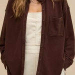 Aerie AMERICAN EAGLE AE Lumberjane Fleece Shirt Solid Dark Brown Oversized Tunic Photo 0