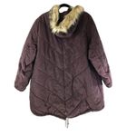 Ellos Puffer Coat Hooded Faux Fur Trim Water Resistant Pockets Burgundy Size 28 Red Photo 1