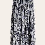 Misa  Nadia Purple Blue Strapless Floral Print Tiered Maxi Dress Size M Photo 3