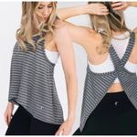 Zyia  Active Gray Nimbus Split Back Tank Top Size Medium Mesh Stripes EUC Photo 3