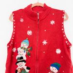 Designer Originals Studio Joy Christmas‎ Snowman Vest Red Holiday Sleeveless Size L Photo 1