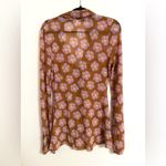 Free People  Lucky Shirtee Floral Button Up Shirt in Coffee Sheer Mesh 70s Medium Photo 7