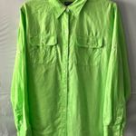 American Living L Long Sleeve Shirt Button Lime Green Linen Utility Bright Work Photo 0