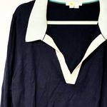 Boden Plus Size Navy Blue Collared Long Sleeve Knit Top Size 20/22 Green Photo 1