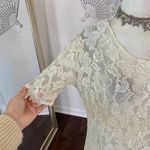 Whimsygoth Vintage Made in USA Cream White Sheer Floral Lace Midi Maxi Dress L Size L Photo 4