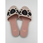 J.Crew  Embroidered‎ Slides Sandals Slip On Flats Neutral Black Floral Size Photo 4