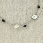 Silver Tone Triple Strand Wire Mother of Pearl Shell Beaded Necklace Photo 4
