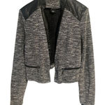 MOSSIMO Cropped Jacket Womens M Open Front Black White Rayon Leather Zippers Gray Size M Photo 0