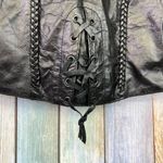 Genuine Leather Biker Vest Medium Black Vintage 90s Rocker Sleeveless Top Photo 3