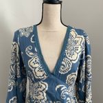 Angie Floral Long Sleeve Dress Large Slate Blue Lace Trim Prarie Boho Bloomcore Photo 8