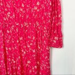 Free People Raspberry Pink Wallflower Midi Long Sleeve Dress M Photo 4