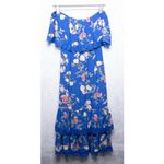 Lovers + Friends  Elouise Tiered Midi Dress Off Shoulder Feeling Blue Floral XS Photo 6