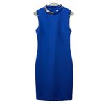 Calvin Klein  Royal Blue Scuba Silver Necklace Sleeveless Sheath Dress Size 6 Photo 1