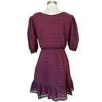 Love Shack Fancy  Lena Dress Short Puff Sleeves Burgundy Floral Bow V-Neck Medium Photo 1