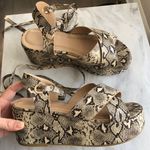 Pretty Little Thing Snakeskin Beige Platform Tie Up Sandals  Photo 0