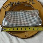 La Regale Vintage Metallic silver mesh evening Rectangle Clutch Shoulder Bag Photo 1