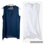 Chico's Chico’s Size 0 US S 4 Sleeveless Top Layered Hem Split V-Neck Crepe Shell Layer Photo 1